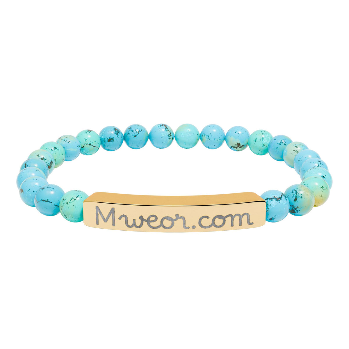Engraved "Mweor.com" Natural Stone Stretch Bracelet