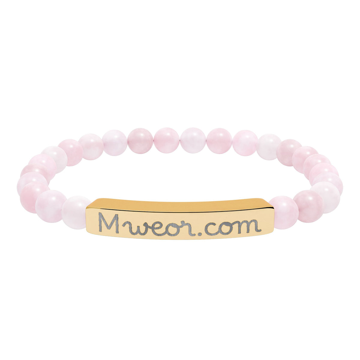 Engraved "Mweor.com" Natural Stone Stretch Bracelet