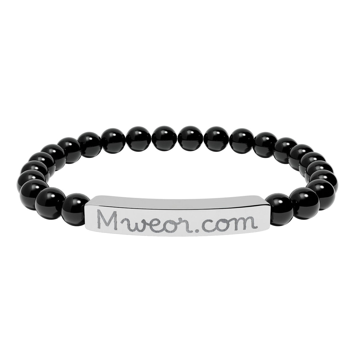 Engraved "Mweor.com" Natural Stone Stretch Bracelet