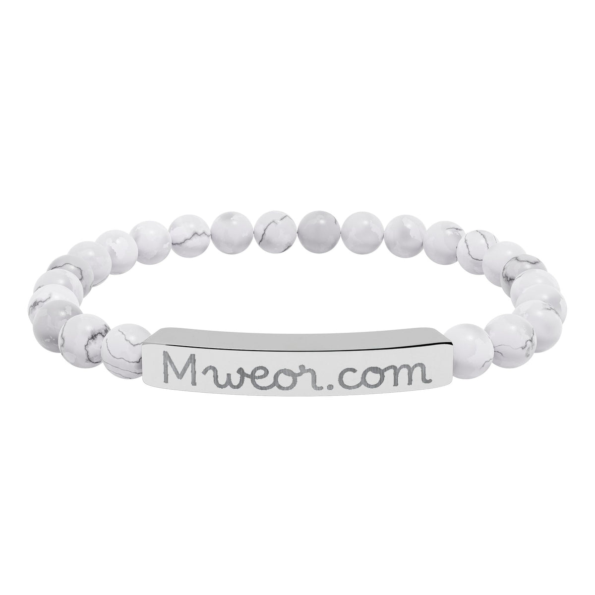 Engraved "Mweor.com" Natural Stone Stretch Bracelet
