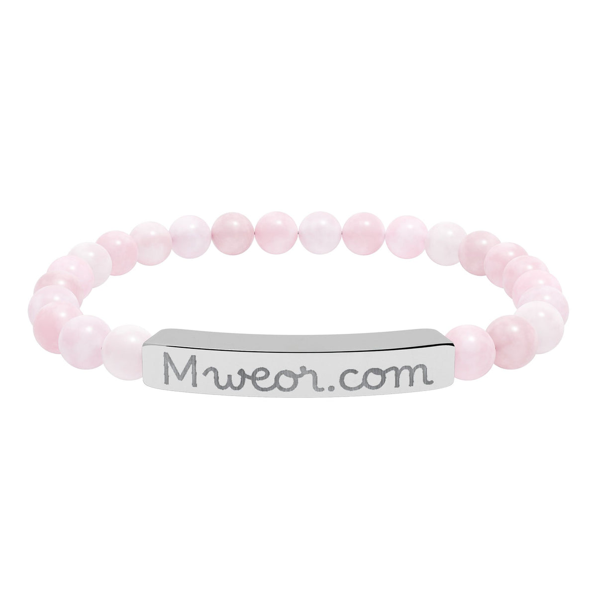 Engraved "Mweor.com" Natural Stone Stretch Bracelet
