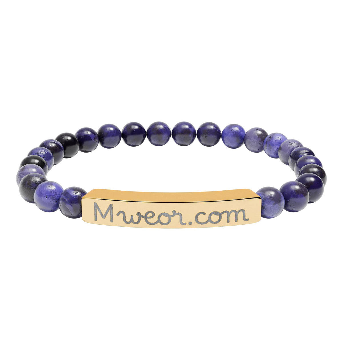 Engraved "Mweor.com" Natural Stone Stretch Bracelet