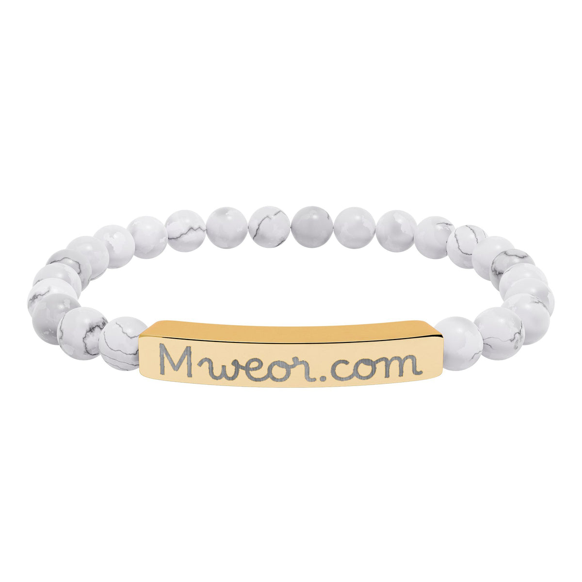 Engraved "Mweor.com" Natural Stone Stretch Bracelet