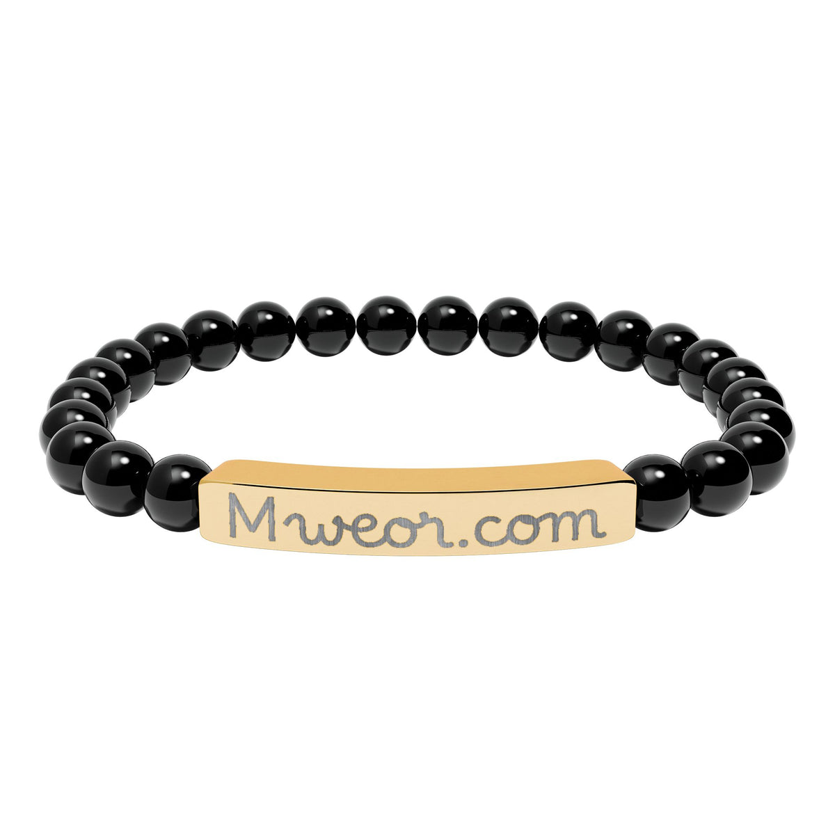 Engraved "Mweor.com" Natural Stone Stretch Bracelet