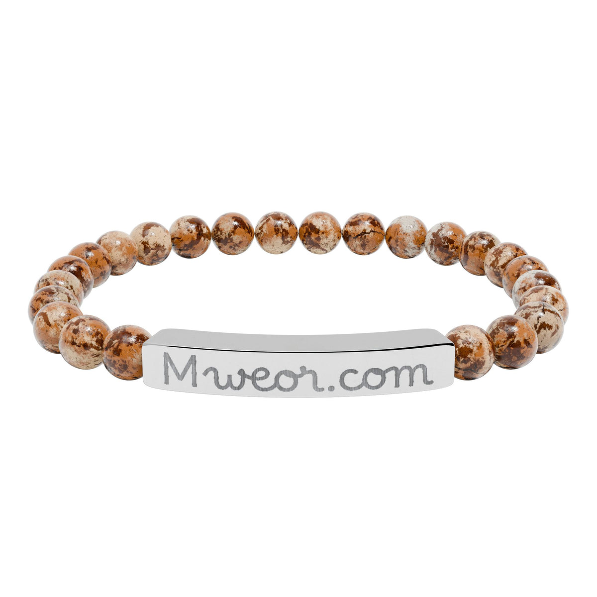 Engraved "Mweor.com" Natural Stone Stretch Bracelet