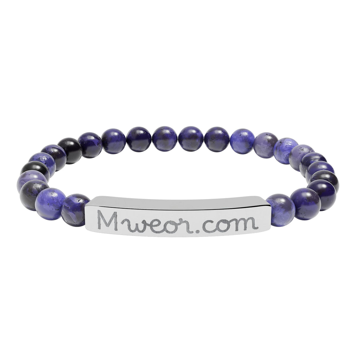 Engraved "Mweor.com" Natural Stone Stretch Bracelet