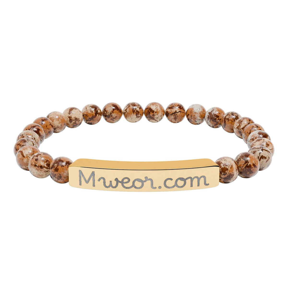 Engraved "Mweor.com" Natural Stone Stretch Bracelet